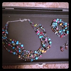 BUNDLE SALE -beaded necklace bracelets earring set